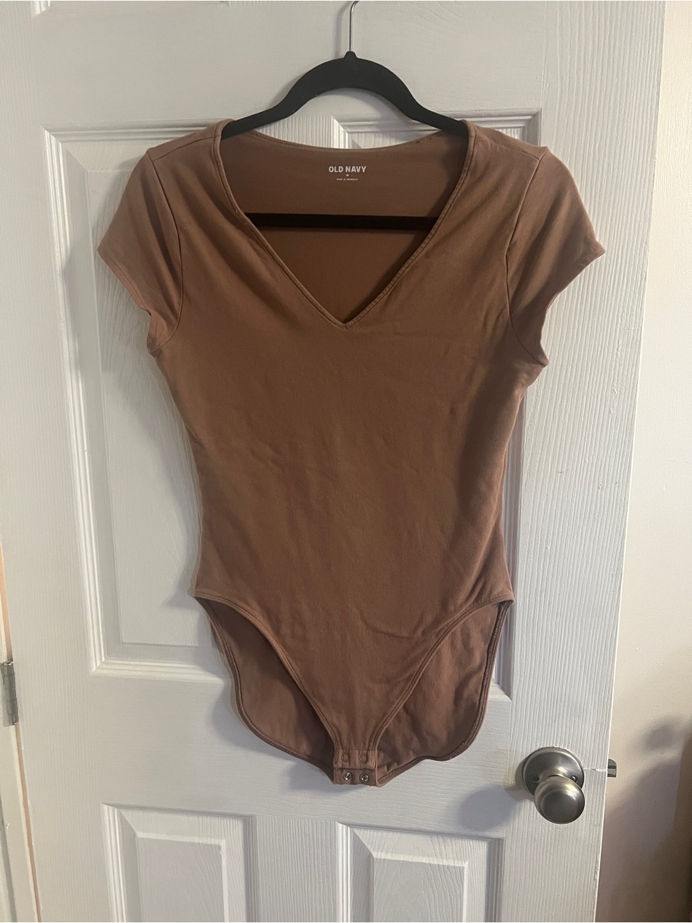 Old Navy Brown V-Neck Short Sleeve Bodysuit
